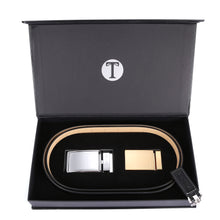 Load image into Gallery viewer, Tonywell Mens Leather Ratchet Belt 35mm Belt with Distinctive Buckle Gift Box Sets