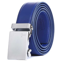 Load image into Gallery viewer, blue leather belt mens silver buckle