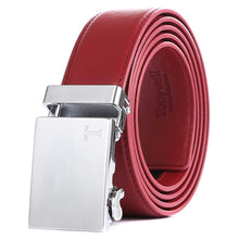 Load image into Gallery viewer, mens red belt silver buckle