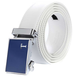 mens white belts blue buckle