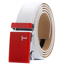 Load image into Gallery viewer, mens white belt red buckle