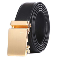 Load image into Gallery viewer, mens black belt gold buckle