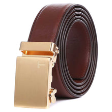 Load image into Gallery viewer, mens brown belt gold buckle