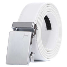 Load image into Gallery viewer, mens white belt silver buckle