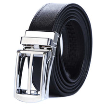 Load image into Gallery viewer, mens black belt silver buckle