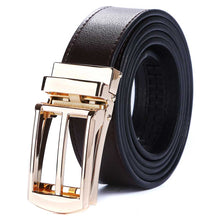 Load image into Gallery viewer, mens brown belt gold buckle