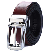 Load image into Gallery viewer, mens wine red belt silver buckle