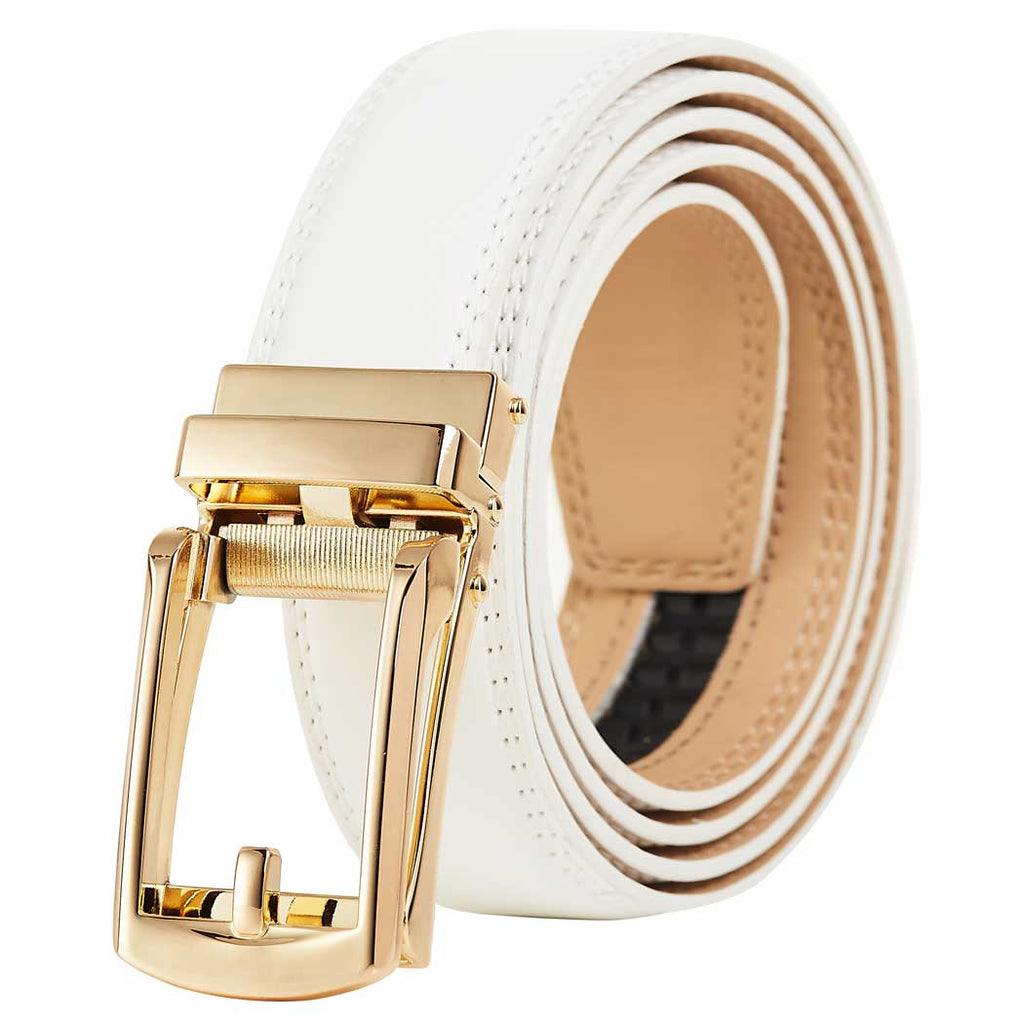 white belt with gold buckle