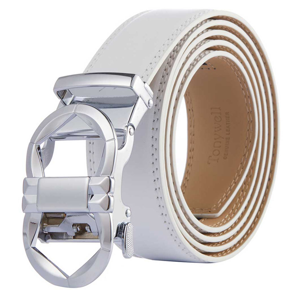 white and silver belt mens