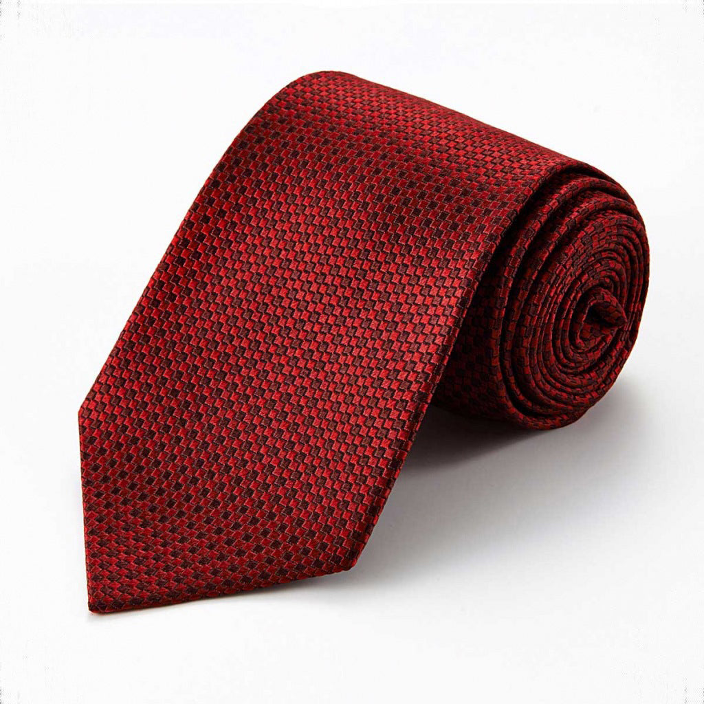 Red Wedding Silk Ties for Men 3 3/8" Classic Allover Micro-dot Pattern Formal Necktie Gift Box