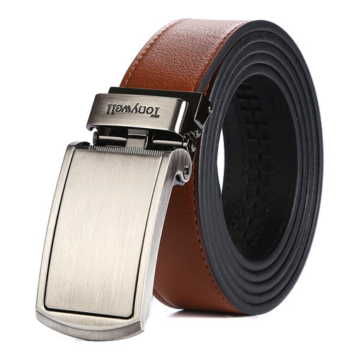 Men's Adjustable Belts Tanned Leather with Distinctive Buckle
