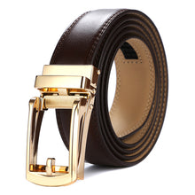 Load image into Gallery viewer, Tonywell_Leather_Mens_Ratchet_Belt_Brown_Belt_Gold_Buckle